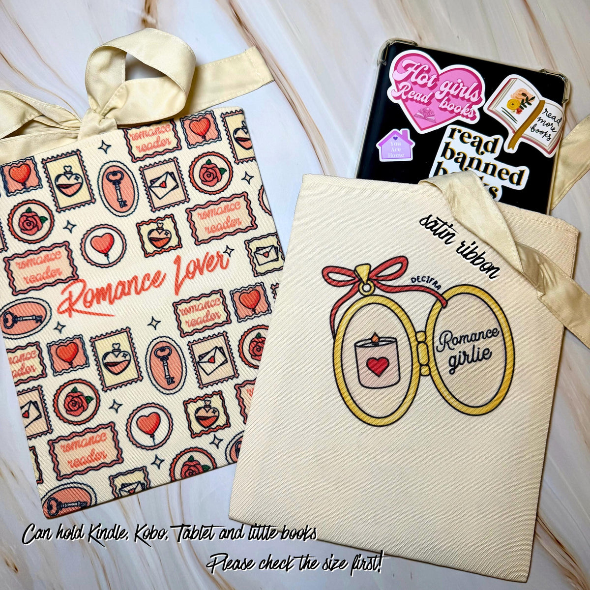 Housse Kindle et Kobo - Pochette de Livre Rembourrée - Étui de Protection pour Amoureux des Livres - Amoureux de la Romance