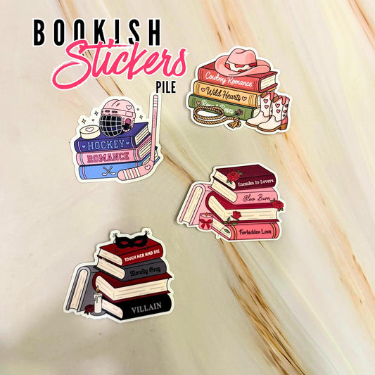 Book Tropes Vinyl Stickers - Hockey Romance & Cowboy Romance Book Stack Sticker Pack - Touch Her and Die, Enemies to Lovers Decal for Kindle